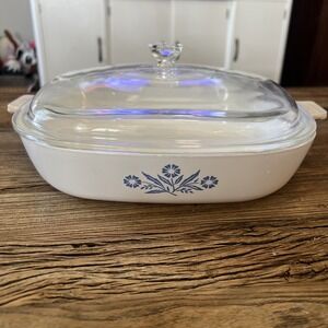 VTG Corning Ware Blue Cornflower 10" Casserole Dish P-10-B w/Lid P-10-C-1